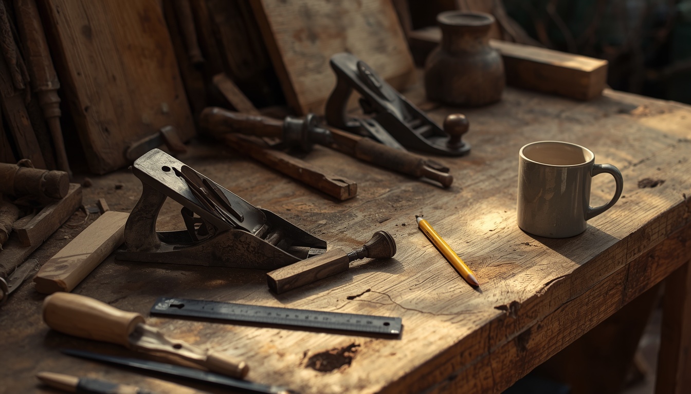 Workbench with hand tools