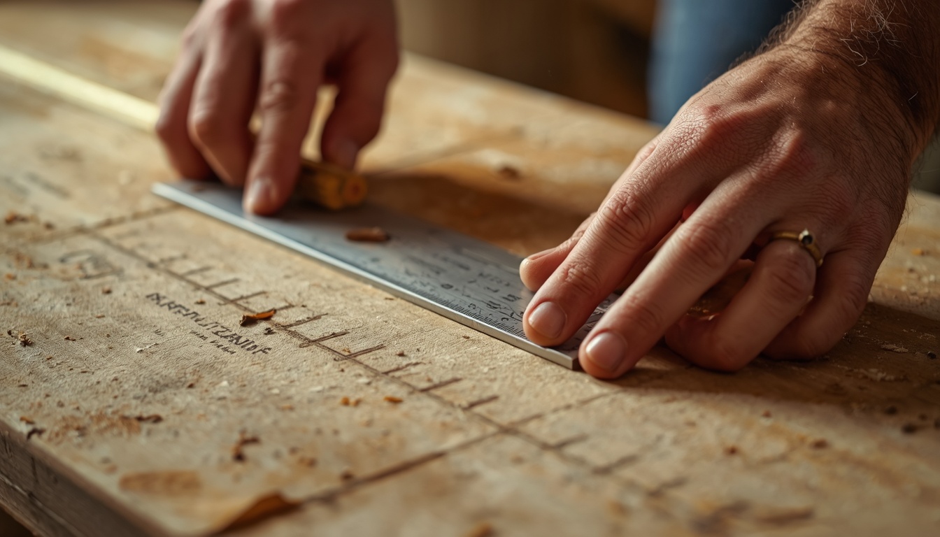 Speed square and pencil layout line on framing lumber